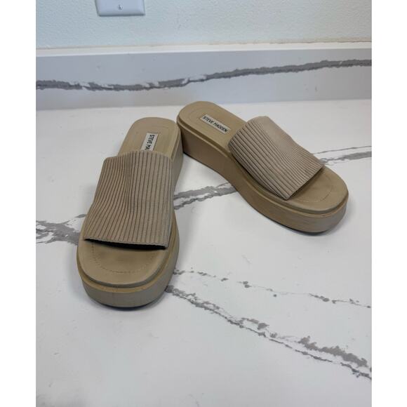 Steve Madden Platform Slip Ons Y2K Style Slides Shoes Women's Size 10 Beige - Picture 6 of 9